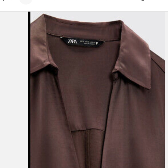 ZARA NWT WOMAN V-NECK SATIN DRESS Dark brown - Picture 3 of 4